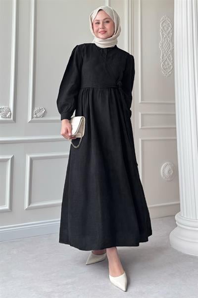 Çapraz Bağlamalı Siyah Elbise