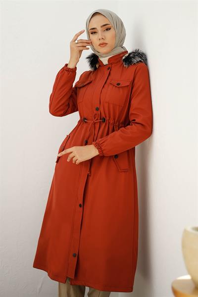 Cebi Kapaklı İçi Polar 0880 Kaban - Bordo