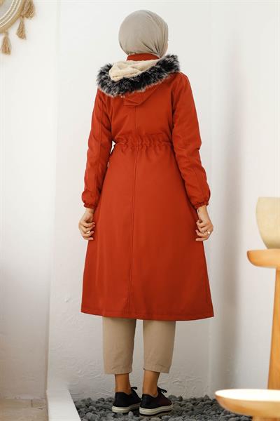 Cebi Kapaklı İçi Polar 0880 Kaban - Bordo