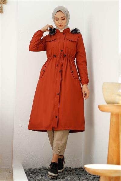 Cebi Kapaklı İçi Polar 0880 Kaban - Bordo