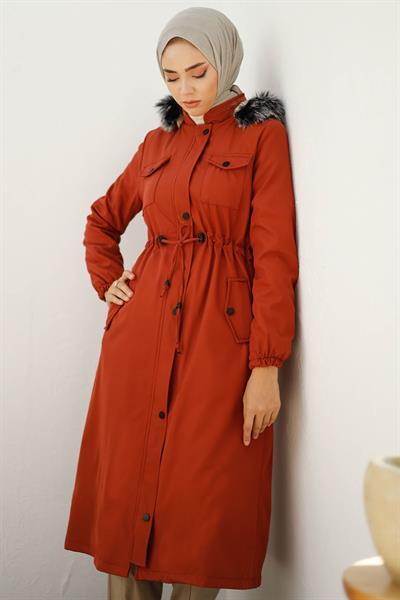 Cebi Kapaklı İçi Polar 0880 Kaban - Bordo