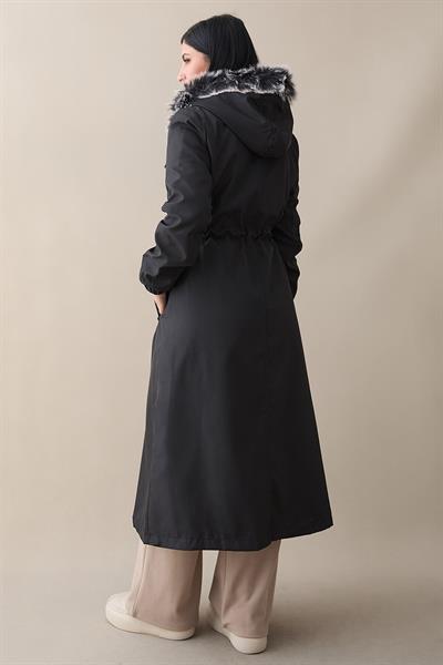 Cebi Kapaklı İçi Polar 0880 Kaban - Siyah