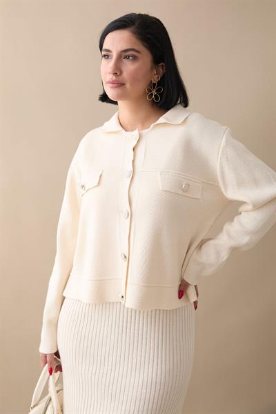 Ceketli Elbiseli Bej Triko Takım