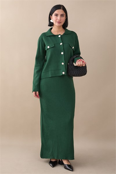 Blazer Dress Emerald Knit Set