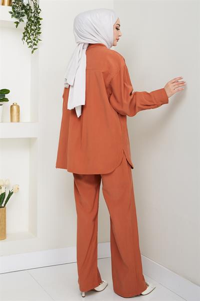 Cep Detay Modal Kiremit İkili Takım