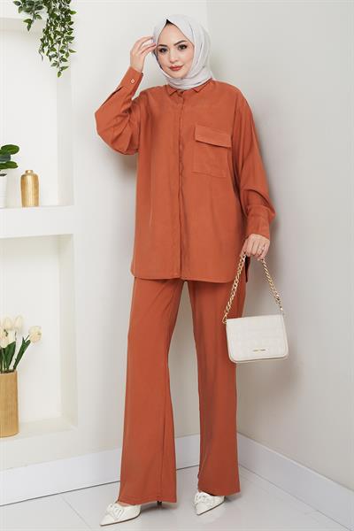 Cep Detay Modal Kiremit İkili Takım