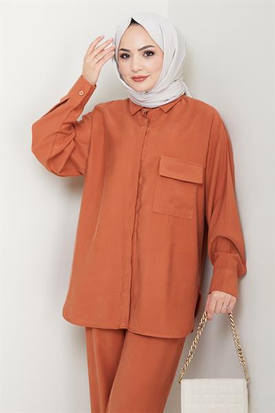 Cep Detay Modal Kiremit İkili Takım