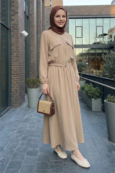 Cep Kapak Detaylı Fermuarlı Taş Modal Takım