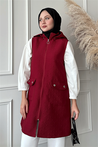 Cepli Kapitone Bordo Yelek