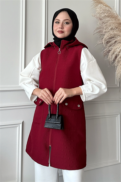 Cepli Kapitone Bordo Yelek