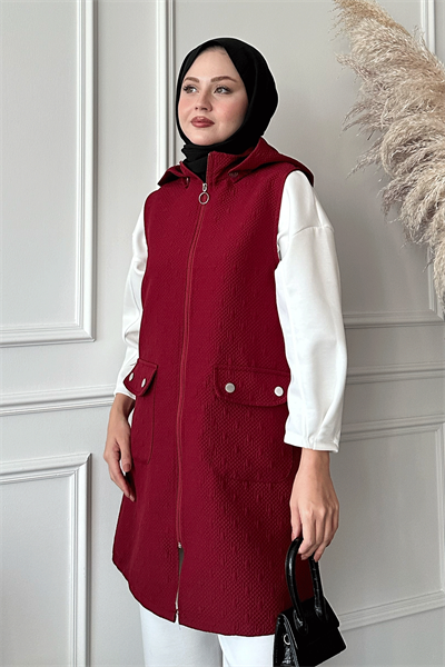 Cepli Kapitone Bordo Yelek