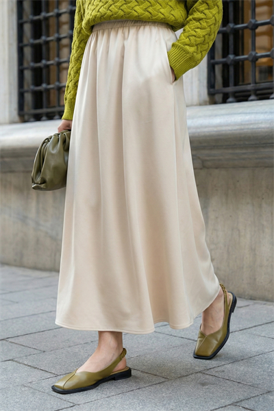 Cepli Kloş Duble Bej Etek