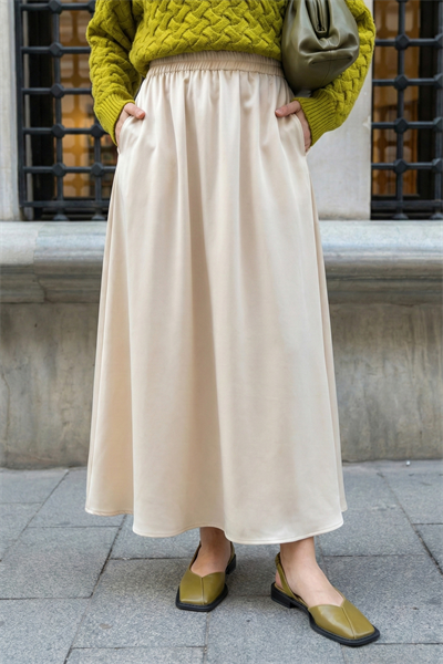 Cepli Kloş Duble Bej Etek