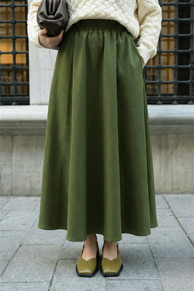 Cepli Kloş Duble Haki Etek