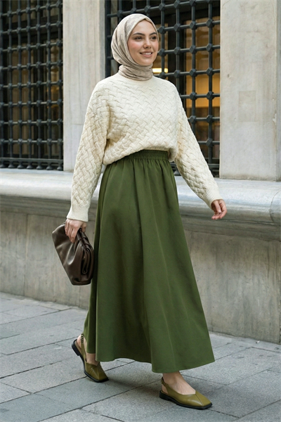Cepli Kloş Duble Haki Etek