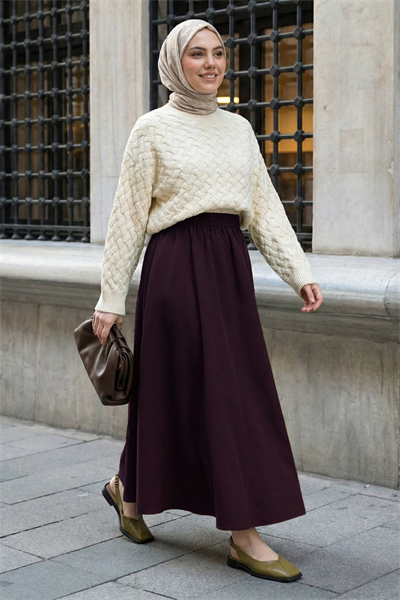 Cepli Kloş Duble Mürdüm Etek