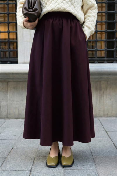 Cepli Kloş Duble Mürdüm Etek