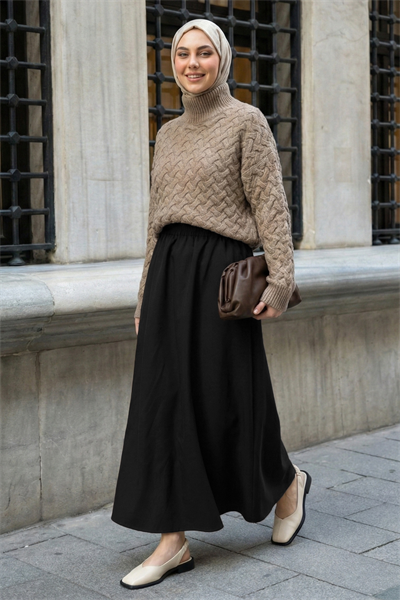 Cepli Kloş Duble Siyah Etek