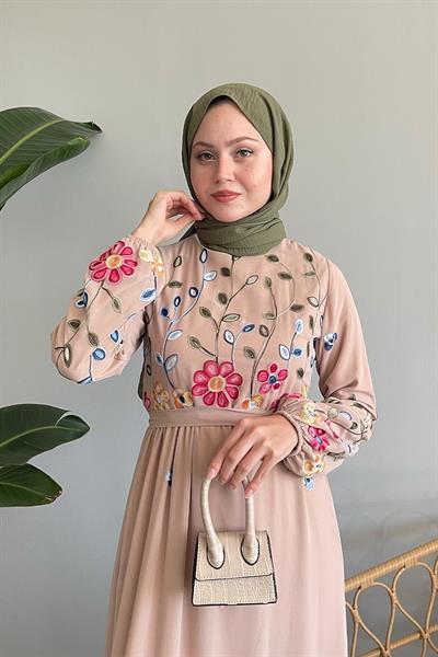 Daisy Flower Beige Chiffon Dress
