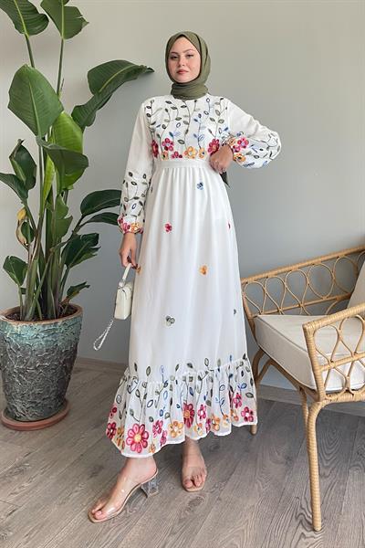 Daisy Flower White Chiffon Dress