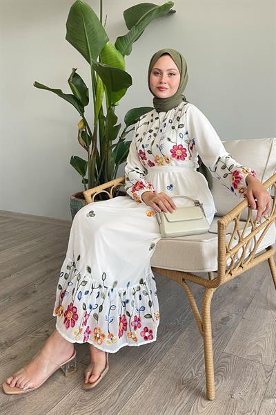 Daisy Flower White Chiffon Dress