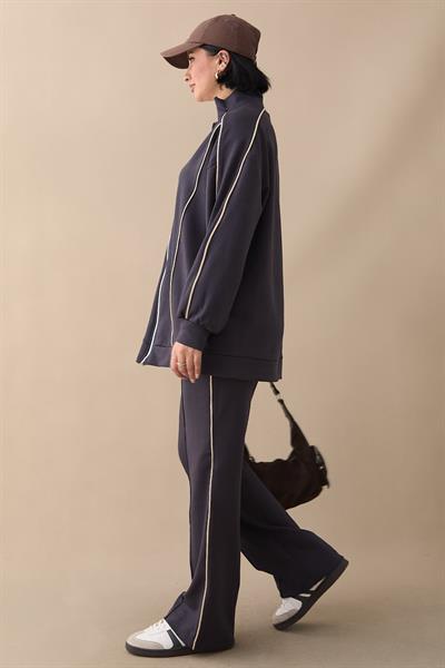 Çift Biyeli Fermuarlı Antrasit İkili Takım