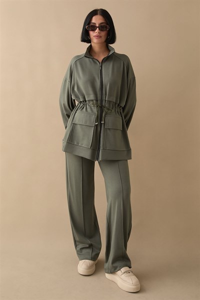 Çift Cep Biyeli Haki Oyşo Takım