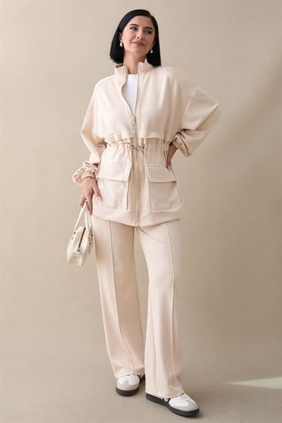 Çift Cep Biyeli Krem Oyşo Takım