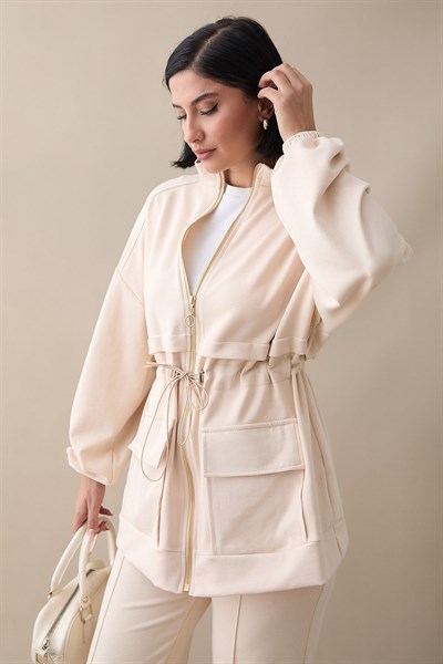 Çift Cep Biyeli Krem Oyşo Takım