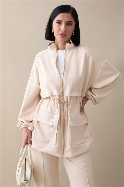 Çift Cep Biyeli Krem Oyşo Takım