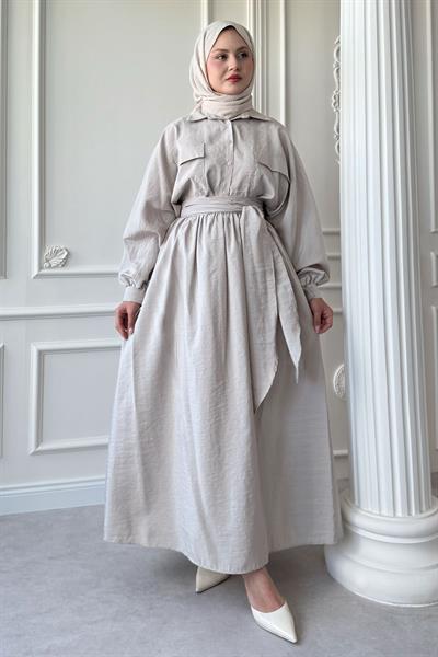 Çift Cepli Balon Kol Taş Etekli Takım