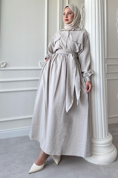 Çift Cepli Balon Kol Taş Etekli Takım