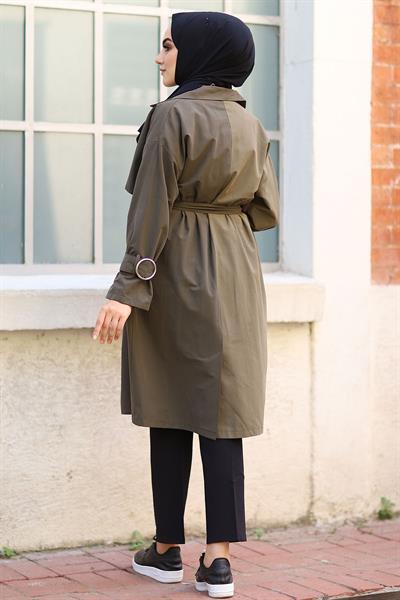 Çift Renk Trençkot - Haki