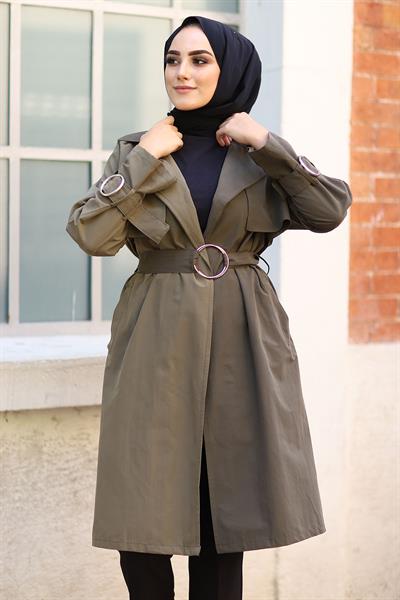 Çift Renk Trençkot - Haki