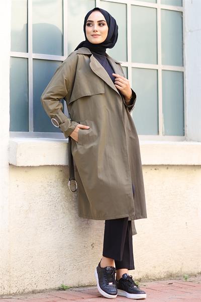 Çift Renk Trençkot - Haki