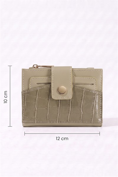 Çıtçıtlı Timsah Desen Vizon Cüzdan