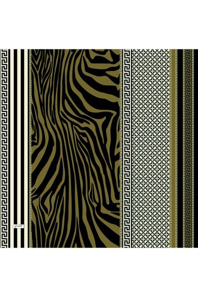 Çizgili Zebra Desen Haki Soft Pamuk Eşarp