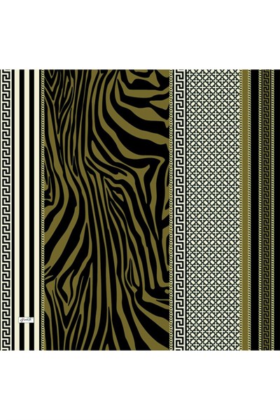 Çizgili Zebra Desen Haki Soft Pamuk Eşarp