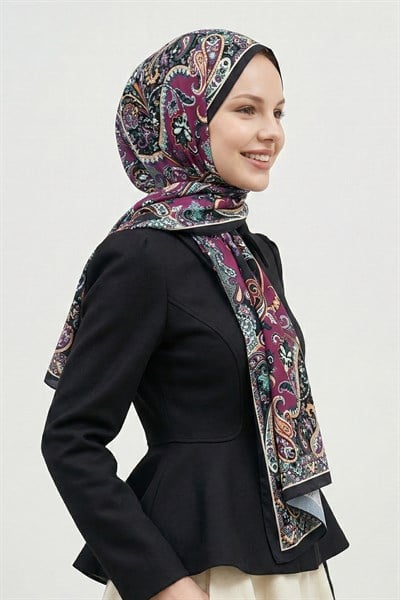 Damla Motif Desenli Bordo Soft Pamuk Şal