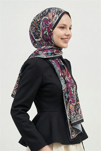 Damla Motif Desenli Bordo Soft Pamuk Şal