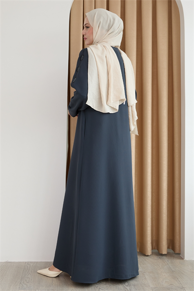 Damla Taş Desenli Antrasit Ferace