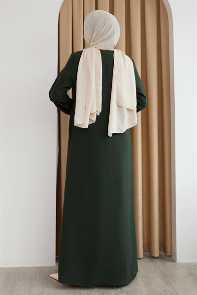 Damla Taş Desenli Haki Ferace