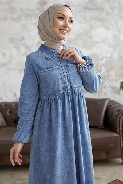 Daniel Çift Cep Kot Elbise - Açık Mavi