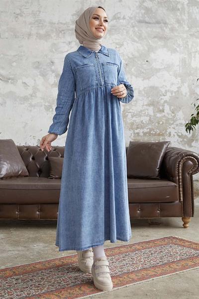 Daniel Çift Cep Kot Elbise - Açık Mavi