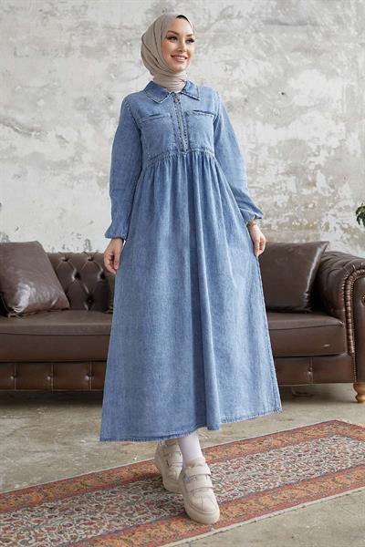 Daniel Çift Cep Kot Elbise - Açık Mavi