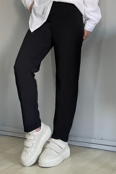 Dar Paça Düz Pantolon - Siyah