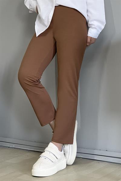 Dar Paça Düz Pantolon - Taba
