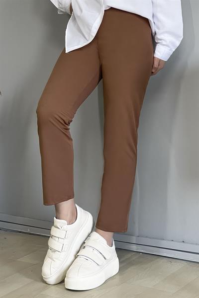 Dar Paça Düz Pantolon - Taba