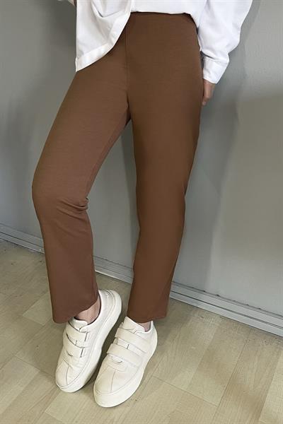 Dar Paça Düz Pantolon - Taba