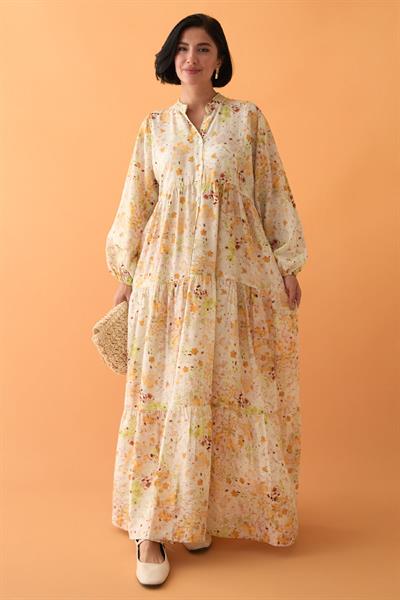 Defne Çiçeği Sarı Mango Elbise